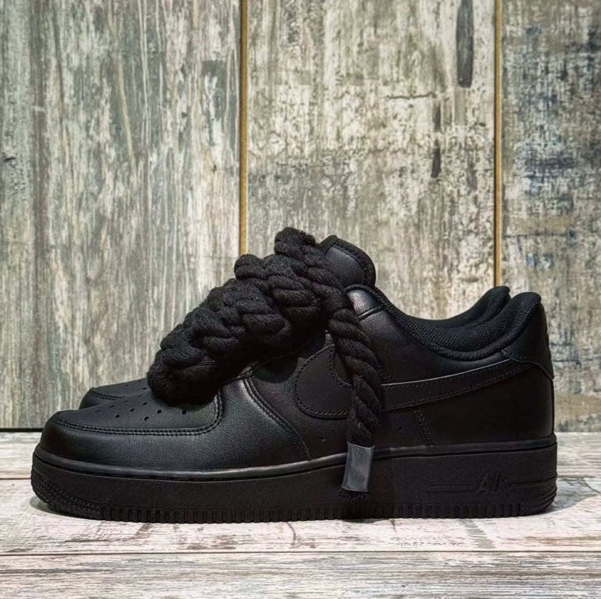 Nike Air Force 1 Rope Lace Black-Black