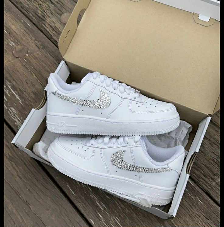 Nike Air Force 1 White-Silver Rhinestone Custom