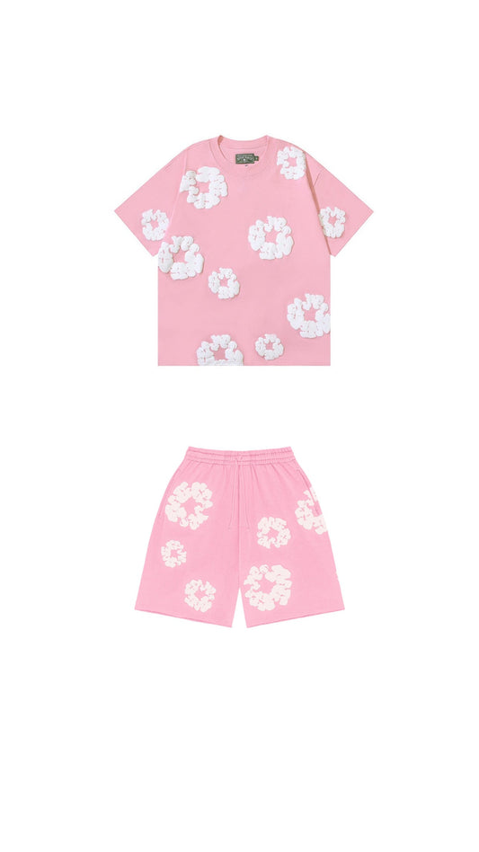 Denim Tears Pink White Short Set