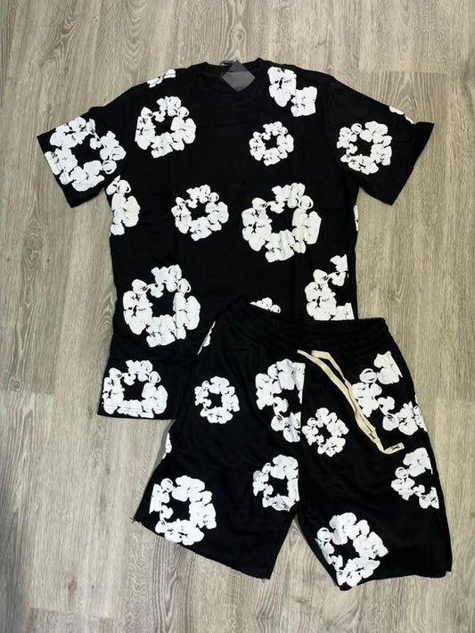 Denim Tears Black White Short Set