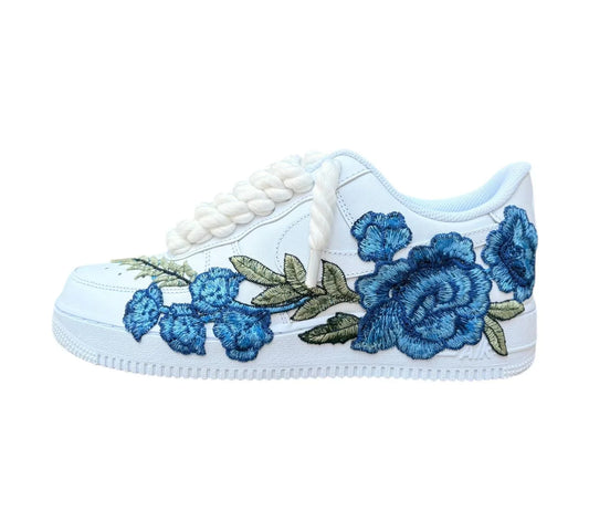 Nike Air Force 1 Low 07 White Blue Rose Rope Laces