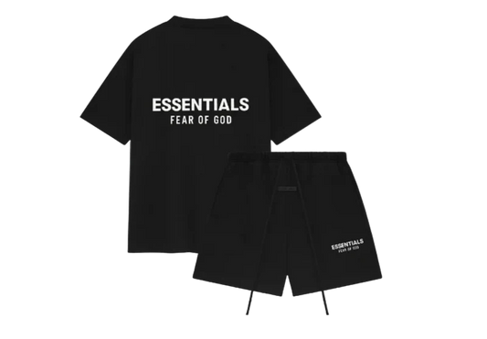 FEAR OF GOD ESSENTIALS BLACK WHITE Short Set