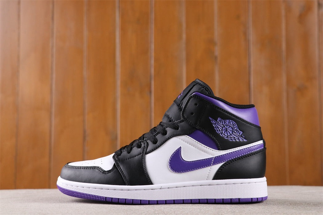 Air Jordan 1 Mid White Black Purple