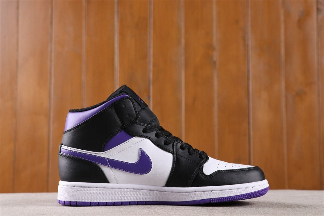 Air Jordan 1 Mid White Black Purple