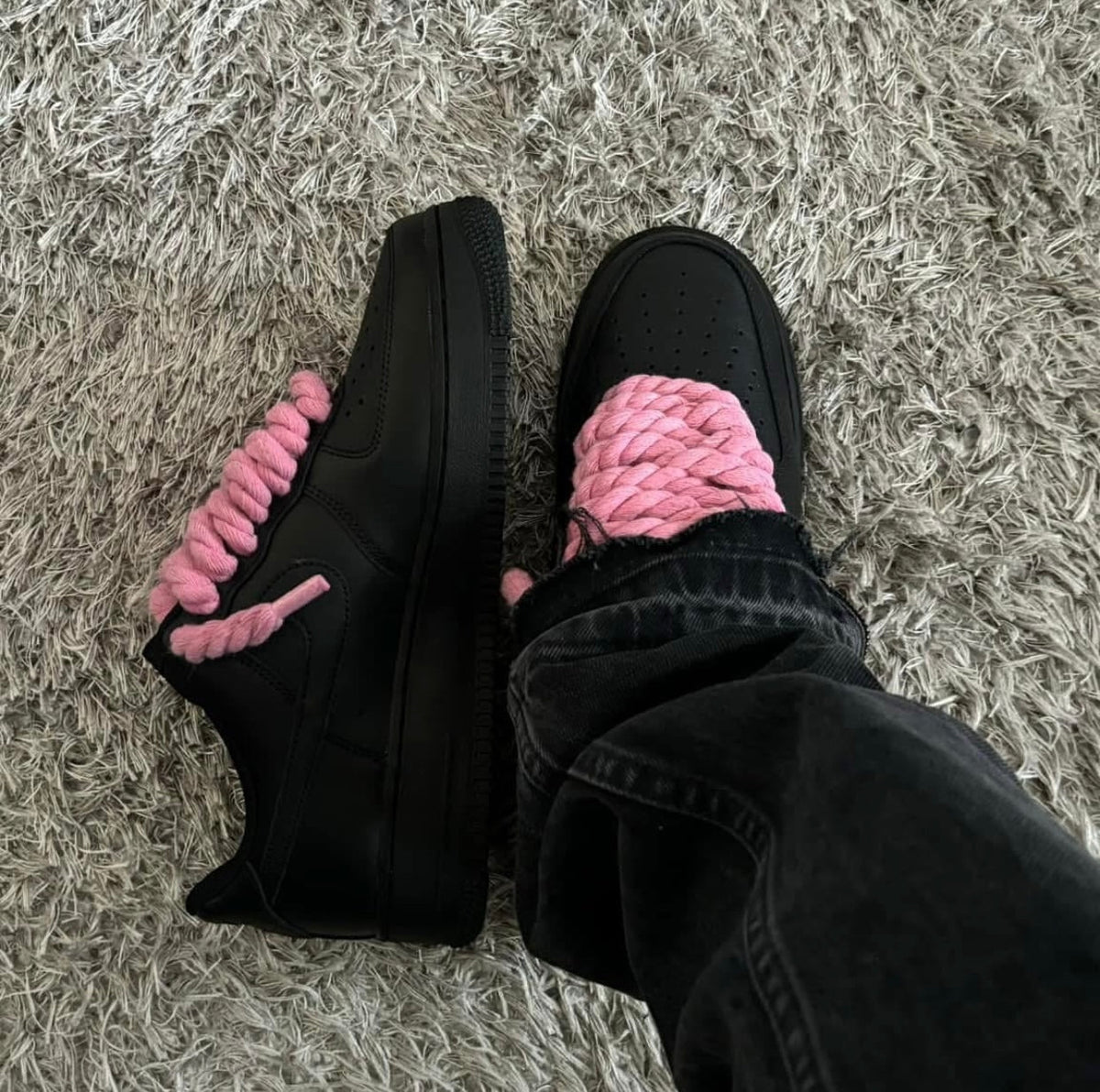 Nike Air Force 1 Rope Lace Black-Pink