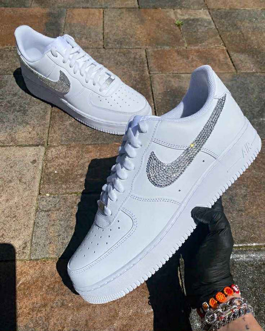 Nike Air Force 1 White-Ezüs Köves Custom