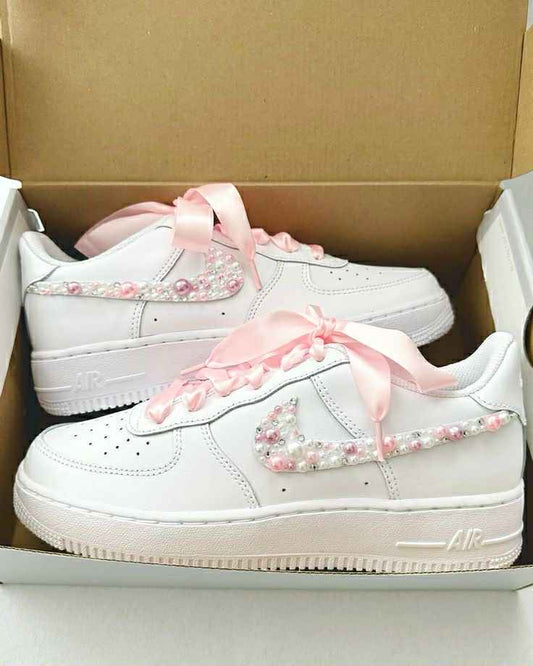 Nike Air Force 1 White-Pink Köves-Masnival Custom